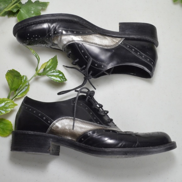 Bama - black/silver leather oxfords - Picture 6 of 6